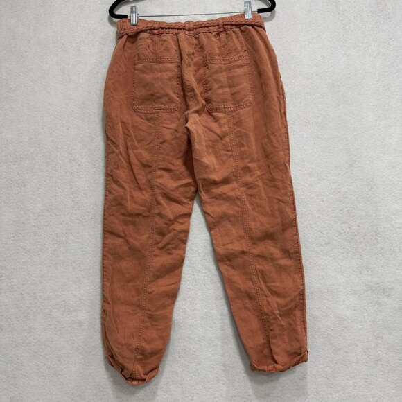 C&C California Pants Womens Medium Rust Linen Lyocell Jogger Drawstring Cuffed - Picture 8 of 9